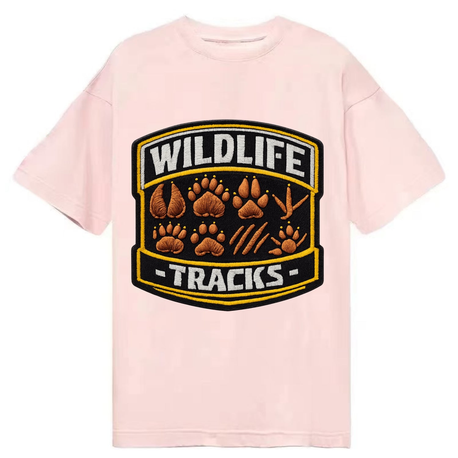 WILDLIFE TRACKS - animal footprints in brown , tracker - Classic T-shirt - Pink