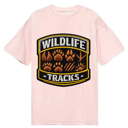 WILDLIFE TRACKS - animal footprints in brown , tracker - Classic T-shirt - Pink