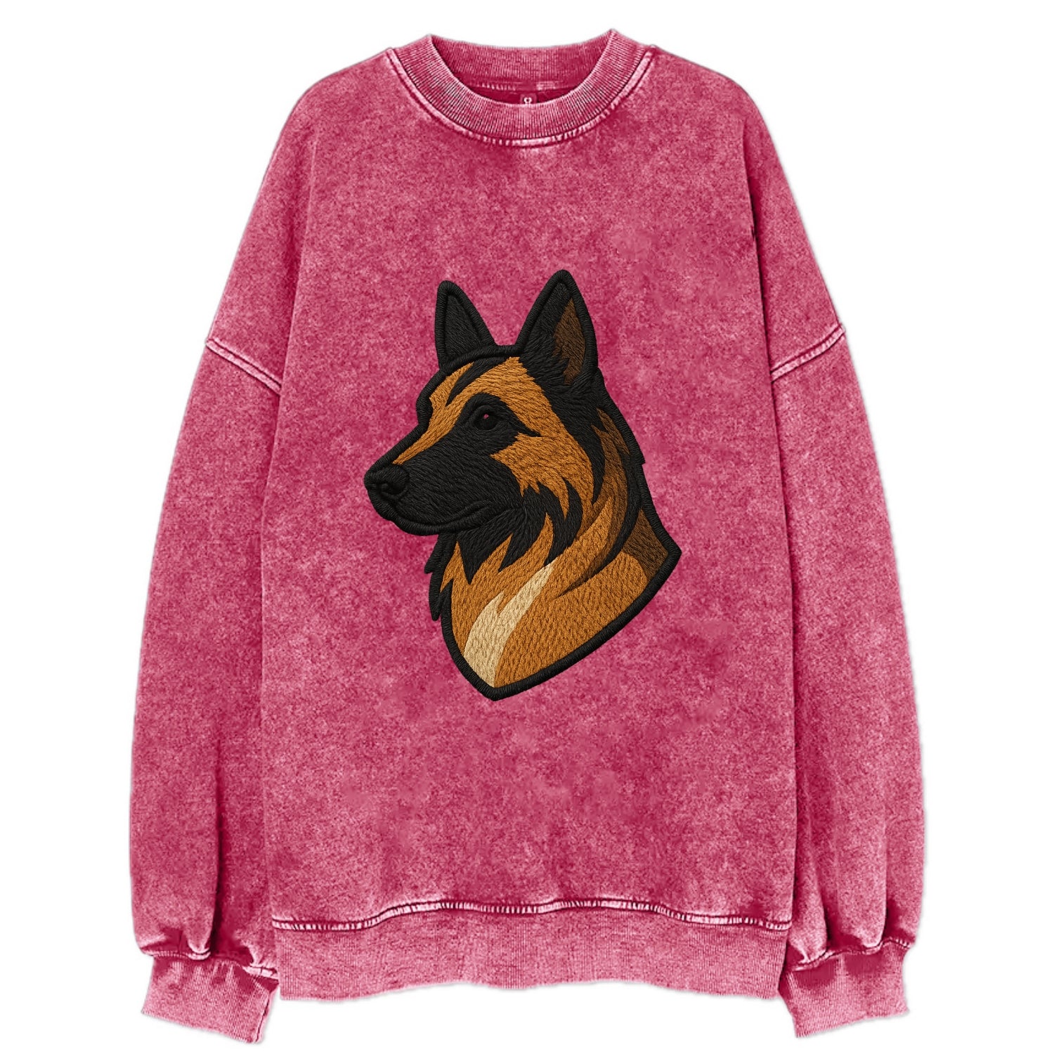 Belgian Tervuren - Fawn with black overlay embroidered design - Vintage Sweatshirt - Pink
