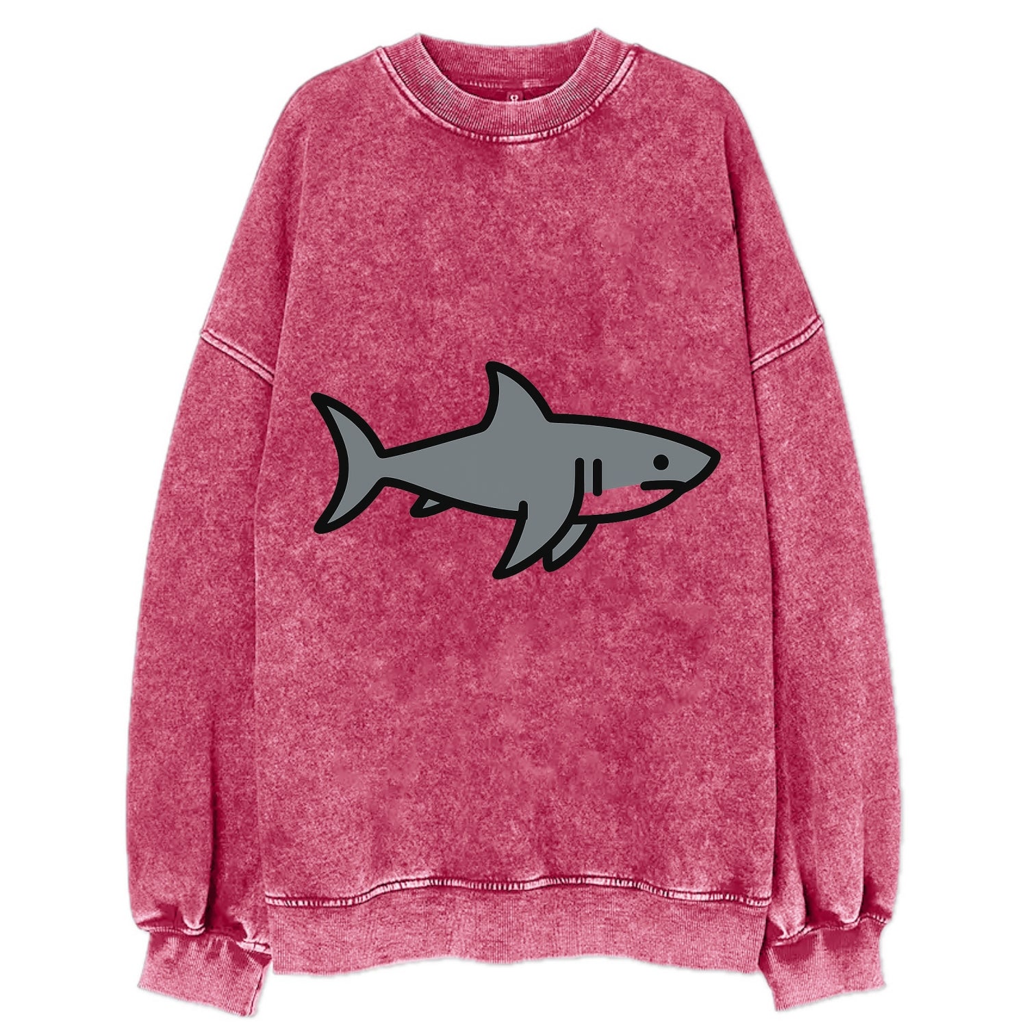 Great White Shark - Gray predator flat side profile - Vintage Sweatshirt - Pink