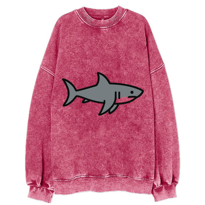 Great White Shark - Gray predator flat side profile - Vintage Sweatshirt - Pink