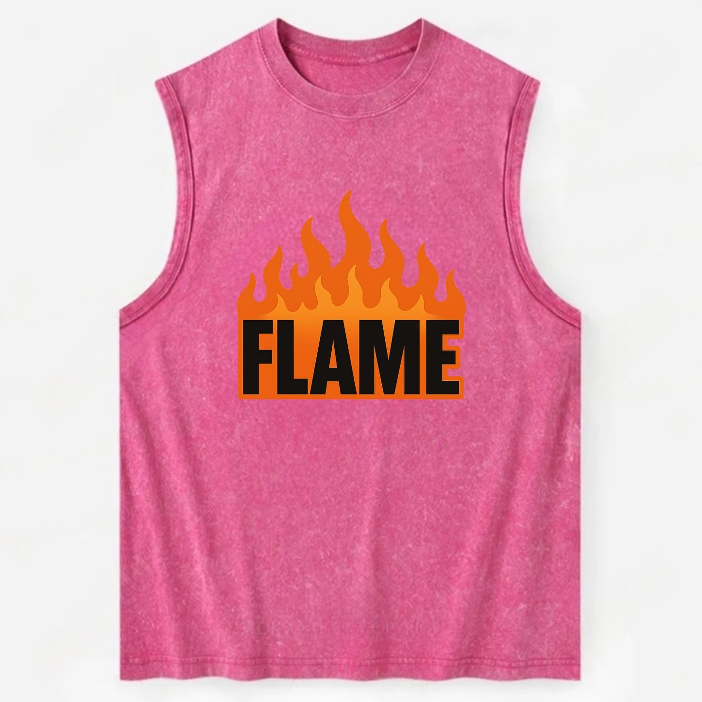 Bold typography design - "FLAME" - burning bright, passionate - Vintage Washed Tank - Pink