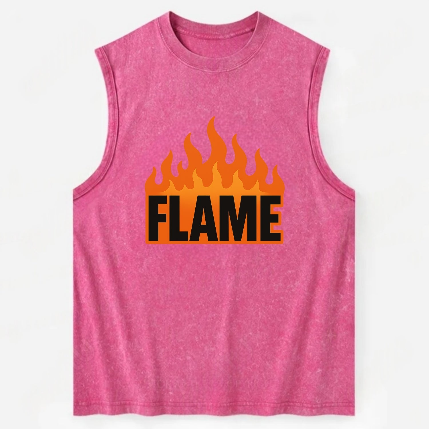 Bold typography design - "FLAME" - burning bright, passionate - Vintage Washed Tank - Pink
