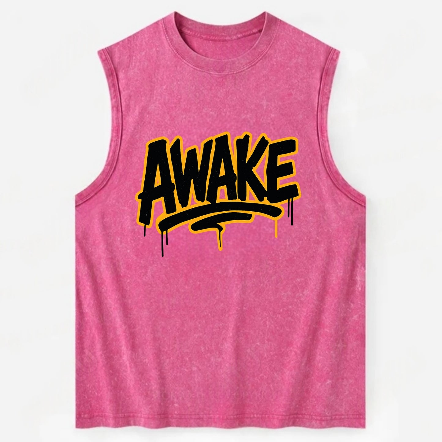 Bold typography design - "AWAKE" - conscious, aware, alert - Vintage Washed Tank - Pink