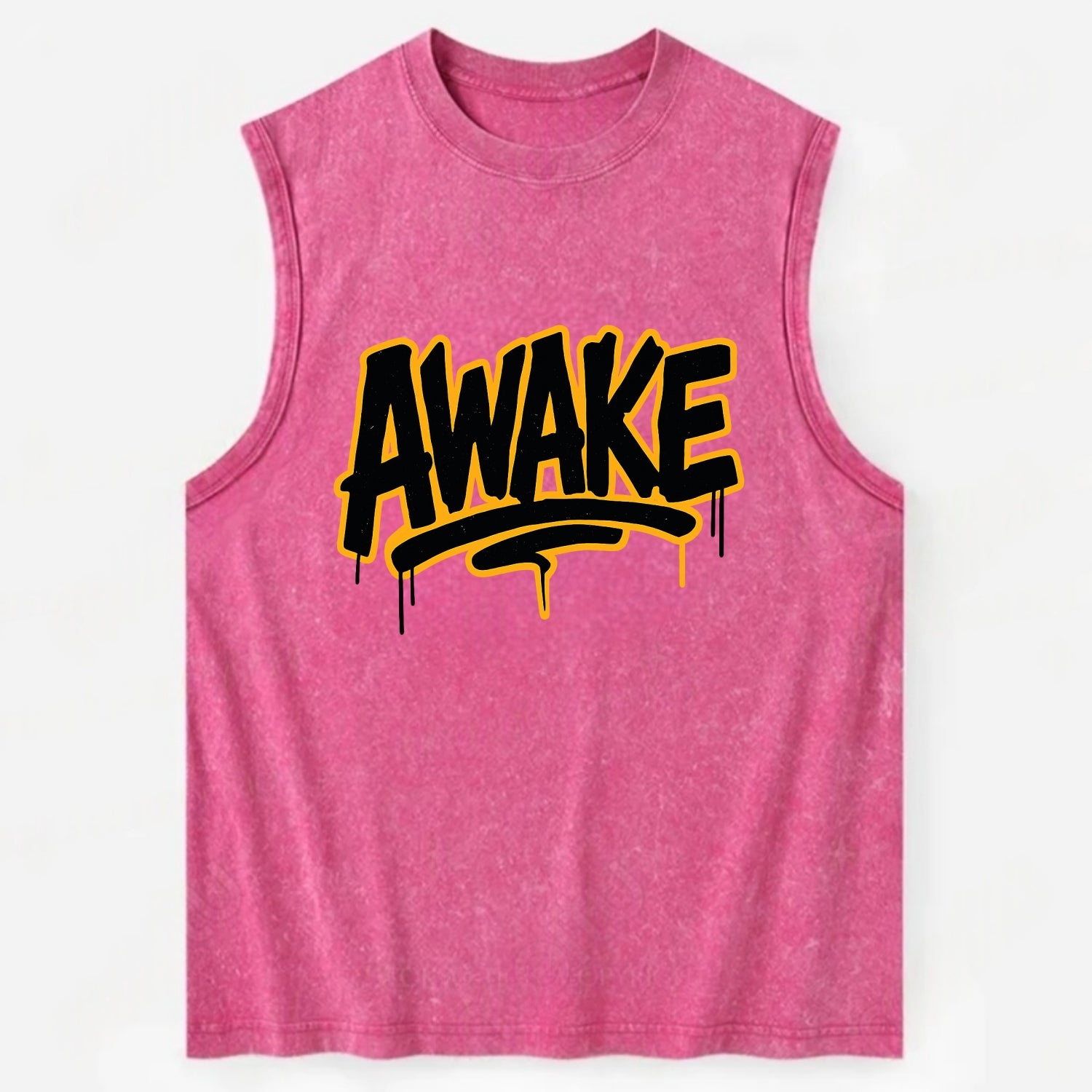 Bold typography design - "AWAKE" - conscious, aware, alert - Vintage Washed Tank - Pink