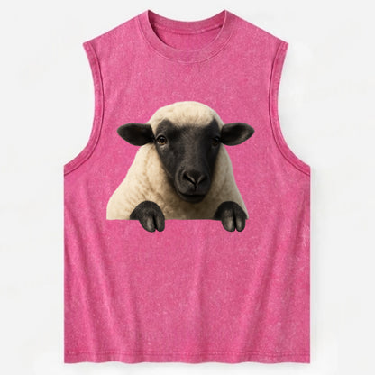 Sheep  - Vintage Washed Tank - Pink