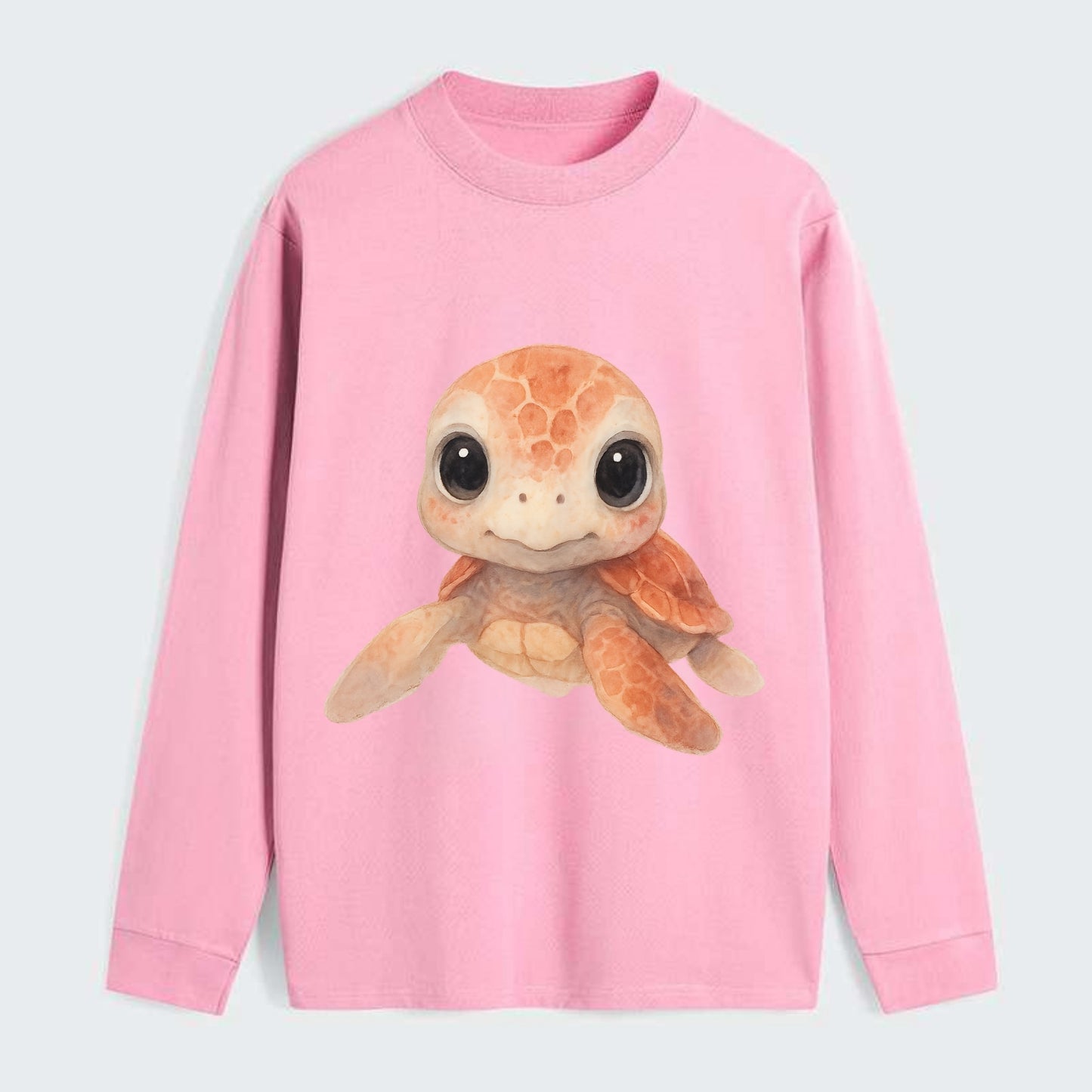 Baby Loggerhead Turtle - reddish-brown shell, big round dark eyes, - Classic Long Sleeve Shirt - Pink