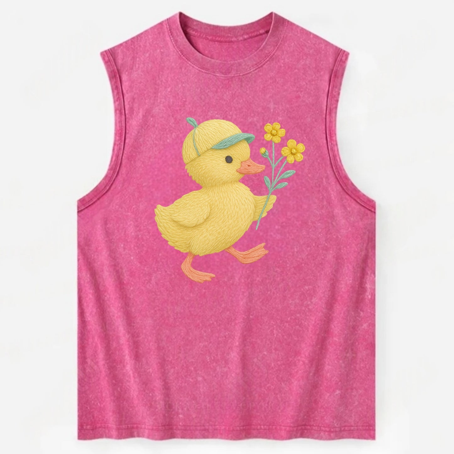 Yellow Duckling - Vintage Washed Tank - Pink