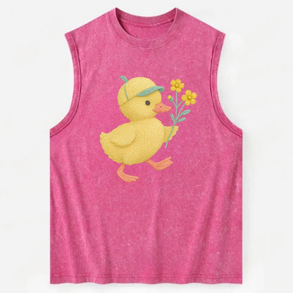 Yellow Duckling - Vintage Washed Tank - Pink
