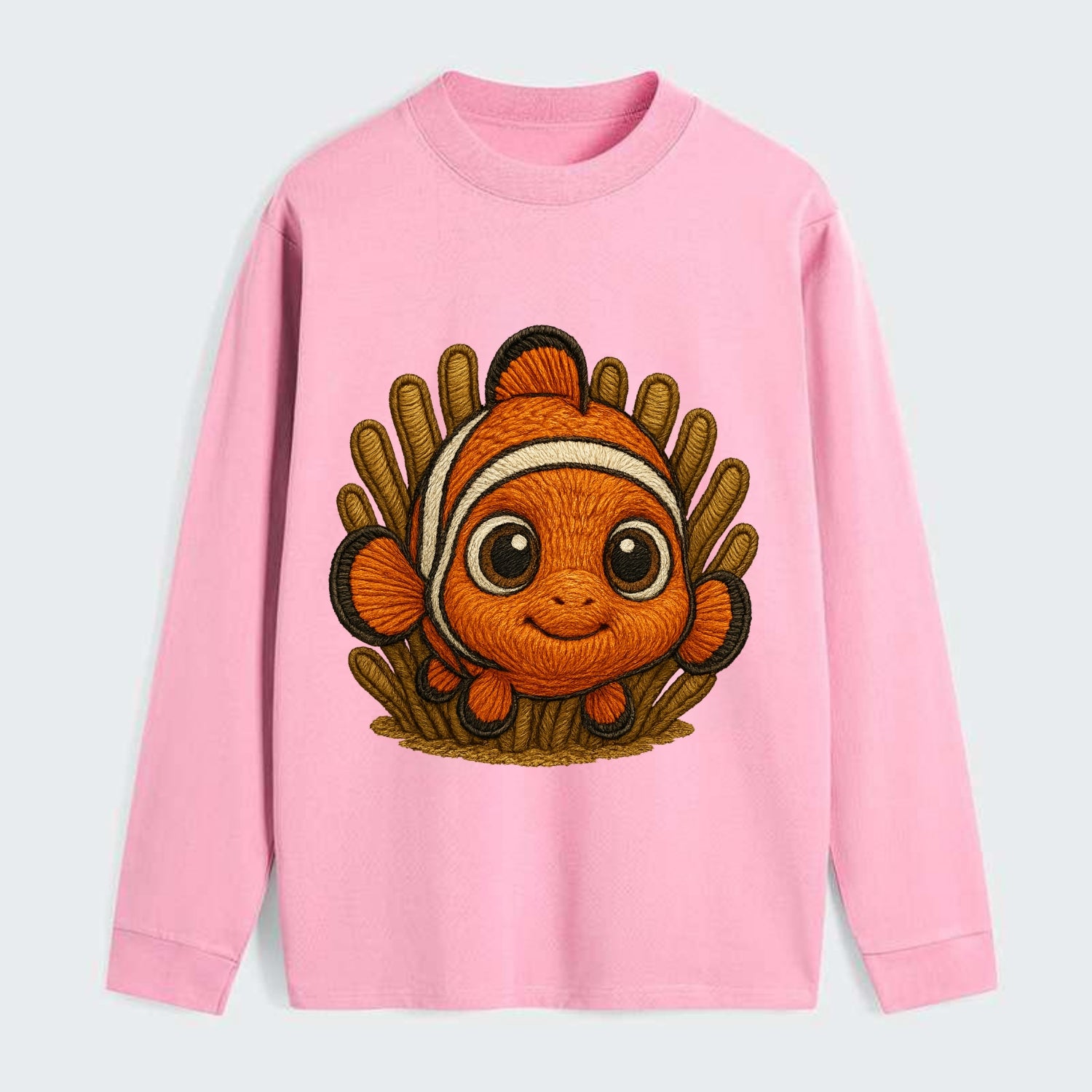 Baby Clownfish - orange with white stripes, big round eyes, - Classic Long Sleeve Shirt - Pink