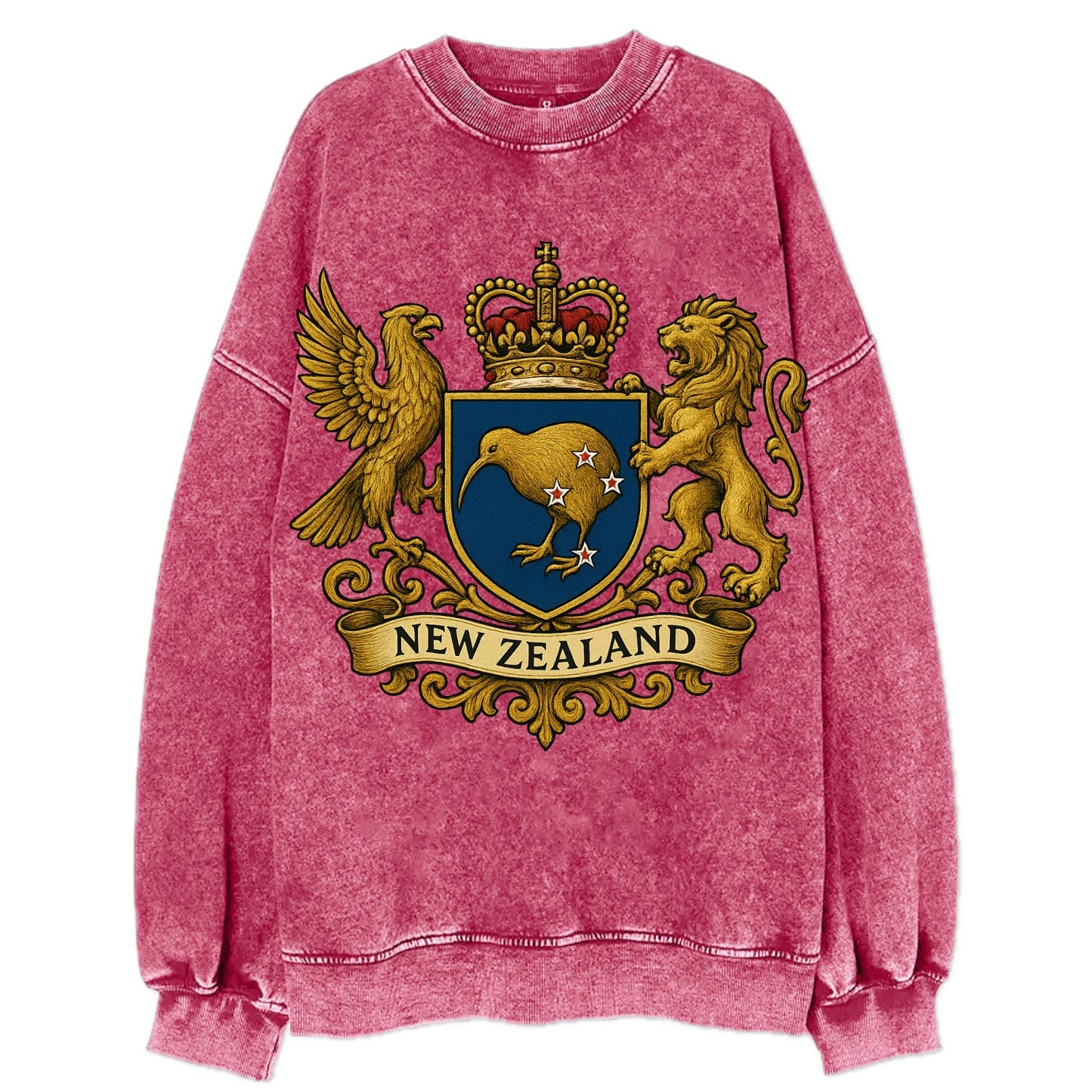New Zealand Heritage Badge  - Vintage Sweatshirt - Pink