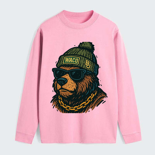 Waco Bear wearing Baylor beanie with BU patch - Classic Long Sleeve Shirt