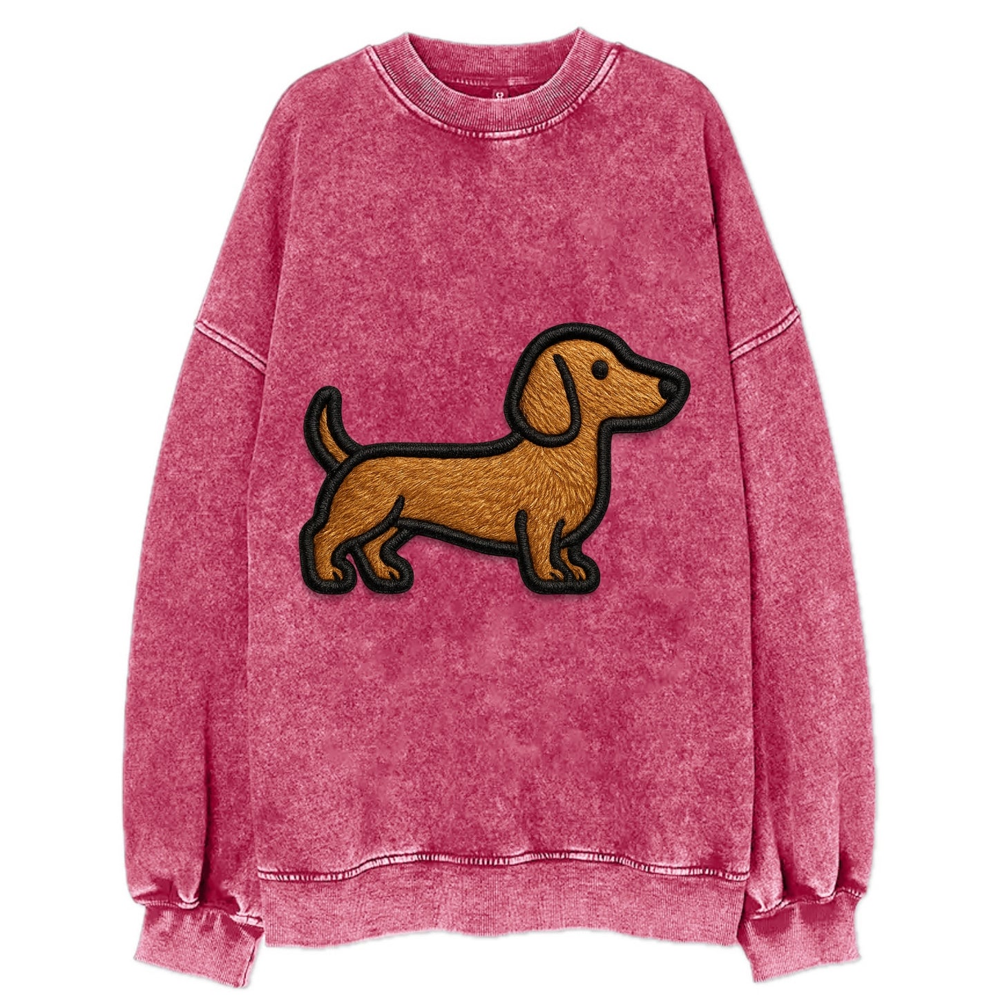 Dachshund - Modern elongated silhouette - Vintage Sweatshirt - Pink