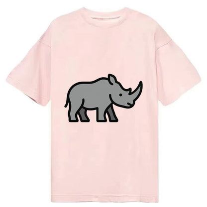 Rhinoceros - Gray with horn flat side profile - Classic T-shirt - Pink
