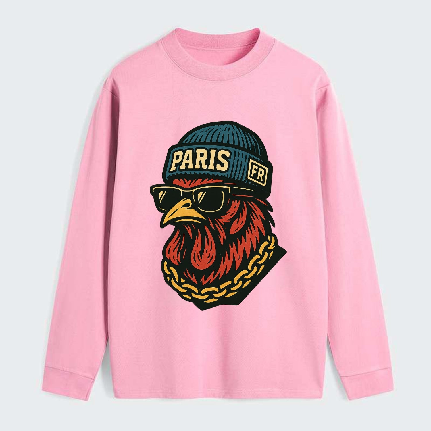 Paris Rooster - Classic Long Sleeve Shirt - Pink