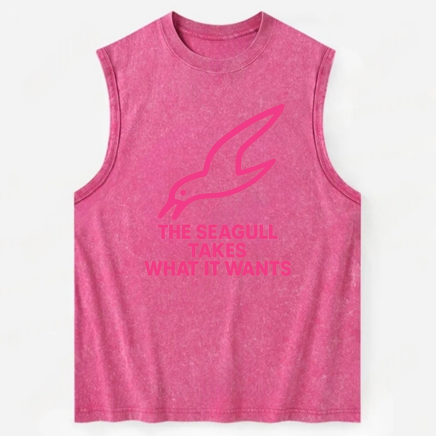 THE SEAGULL TAKES WHAT IT WANTS | Aggressive seagull diving down - Vintage Washed Tank - Pink