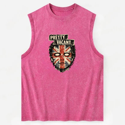 PRETTY VACANT | Blank stare Union Jack face | Empty expression | Punk - Vintage Washed Tank - Pink