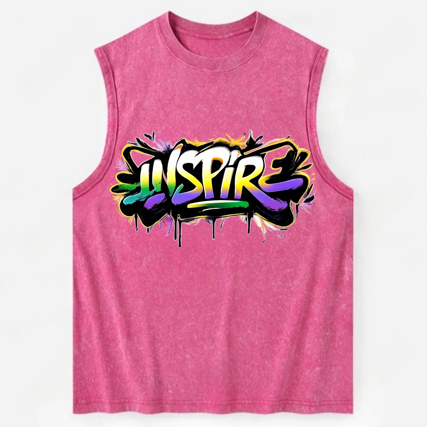 Bold typography design - "INSPIRE" - motivating others, being the spark - Vintage Washed Tank - Pink