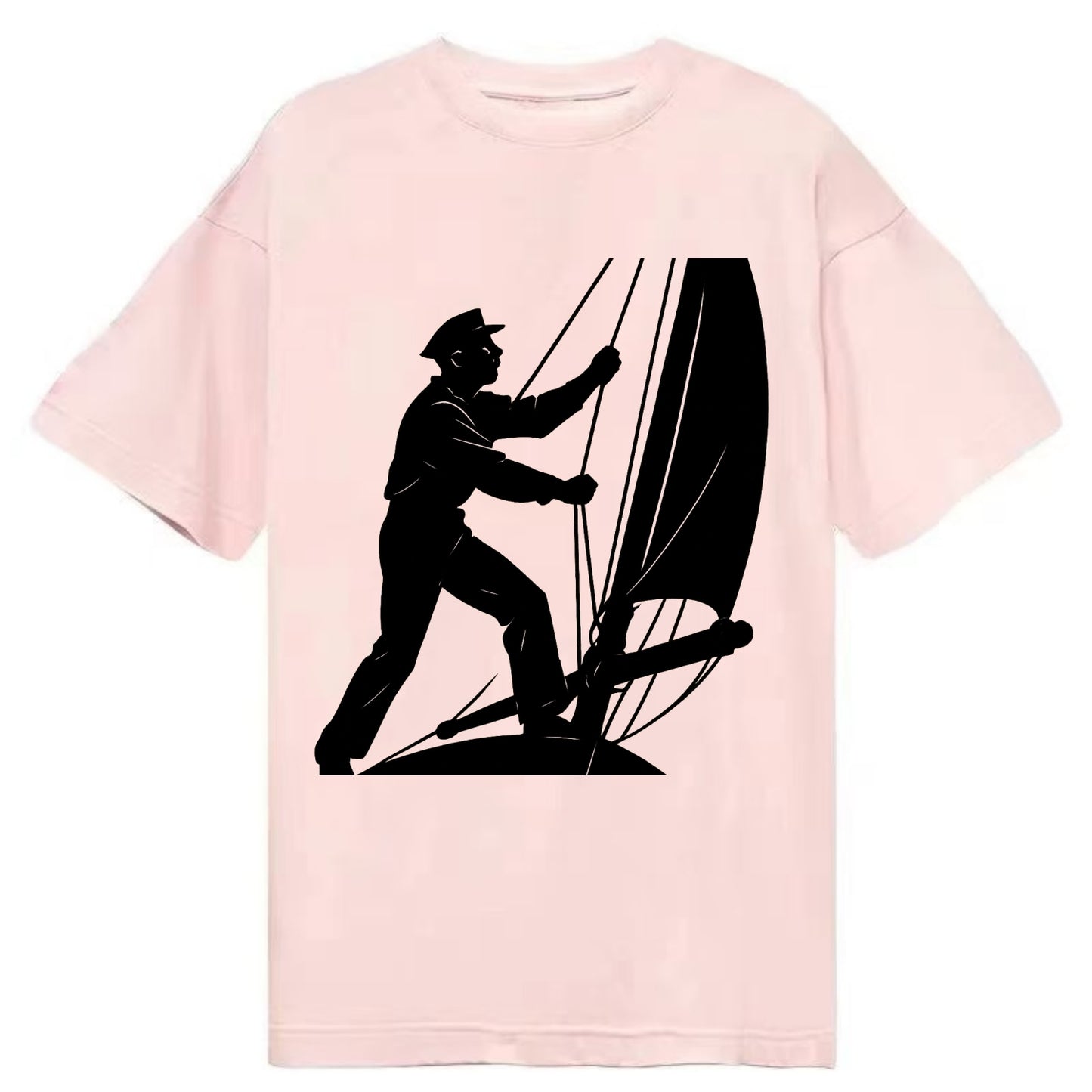 Sailor adjusting the boom on a sailboat - Classic T-shirt - Pink