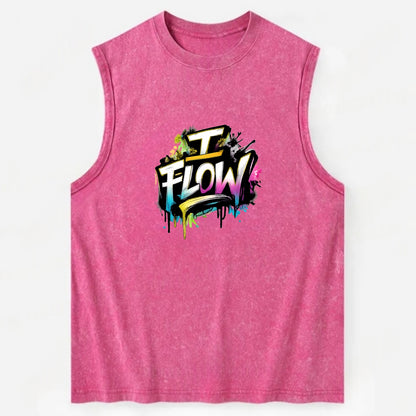 Bold typography design - "I FLOW" - going with life, easy movement - Vintage Washed Tank - Pink