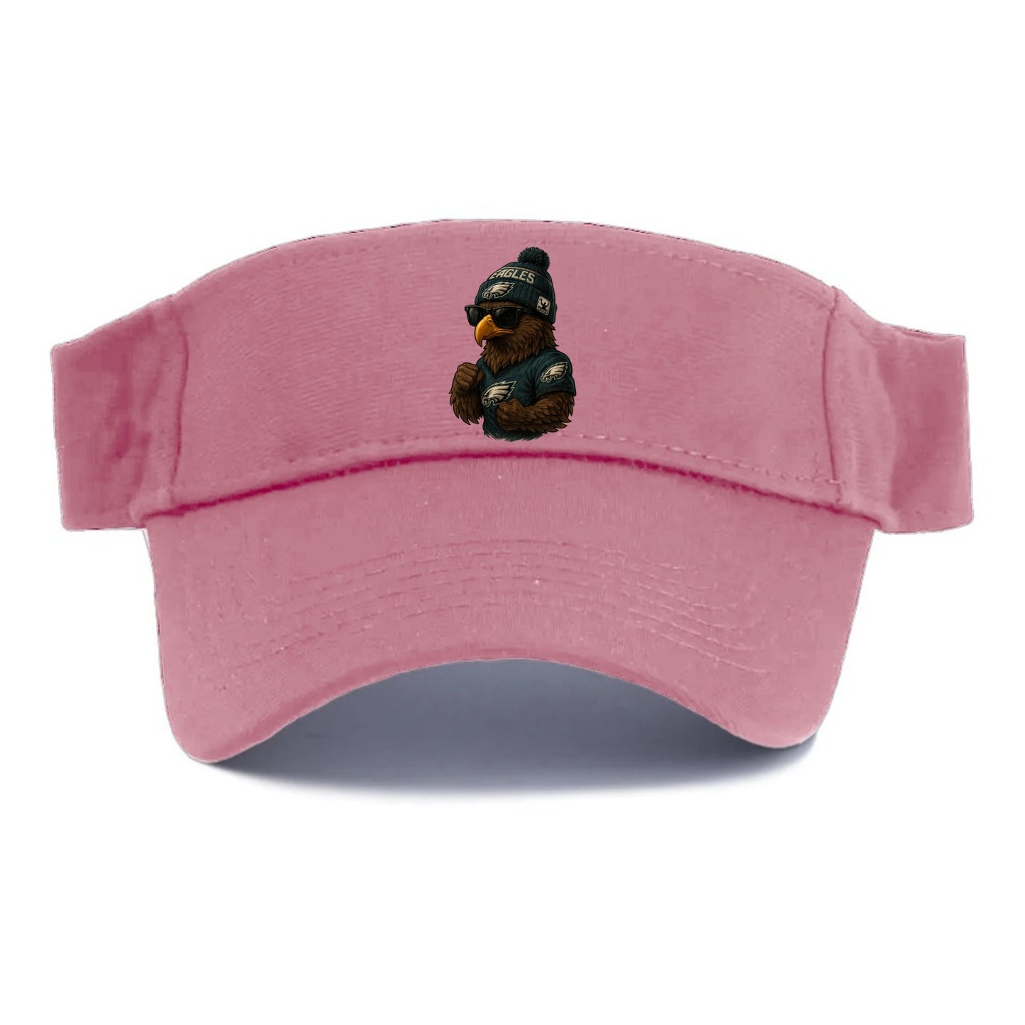 Philly Hawk wearing Eagles beanie with Rocky patch and wayfarer sunglasses - Visor - Pink