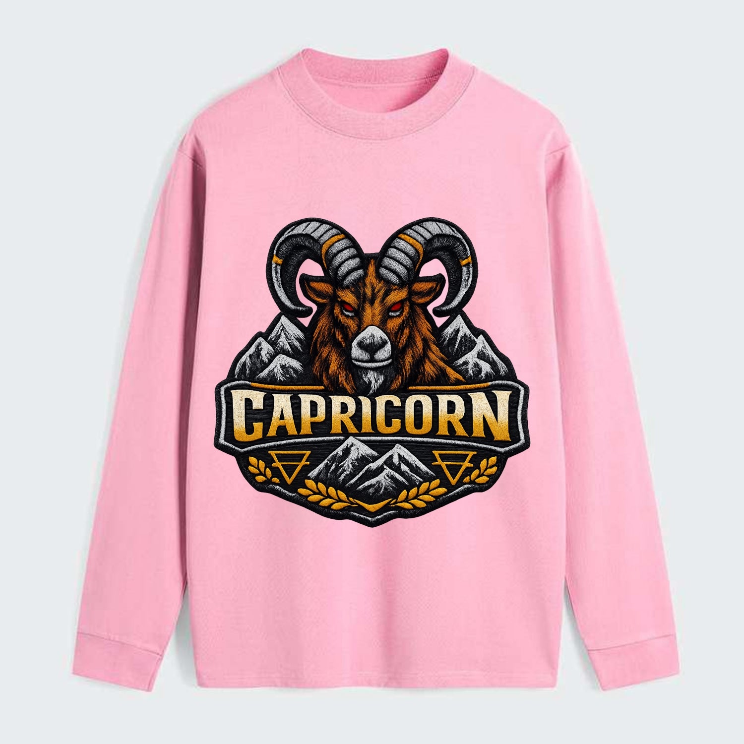 CAPRICORN GOAT - mountain goat in brown and gray , earth sign - Classic Long Sleeve Shirt - Pink