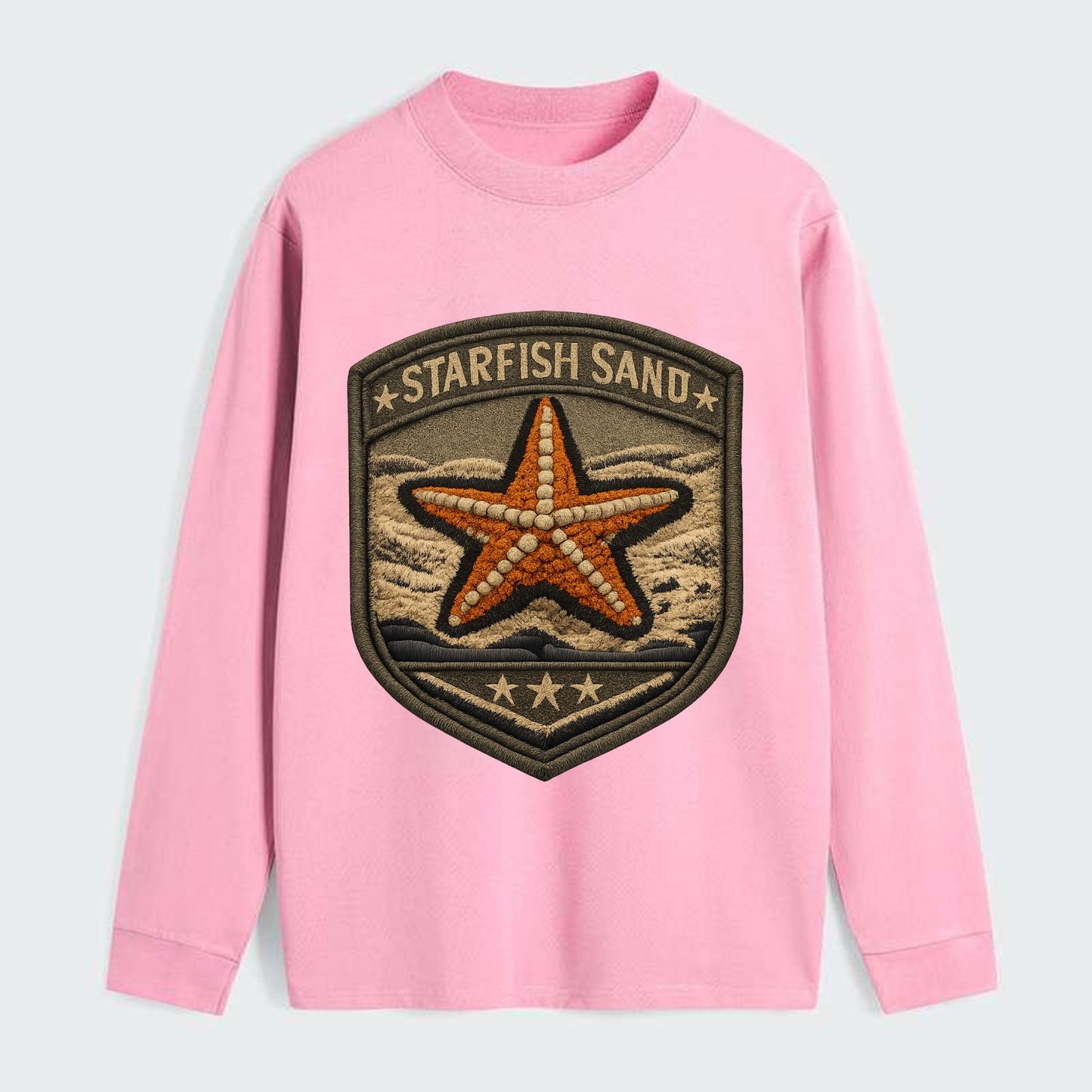 STARFISH SAND - sea star in orange and tan , beachcomber - Classic Long Sleeve Shirt - Pink