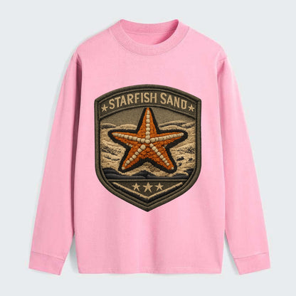 STARFISH SAND - sea star in orange and tan , beachcomber - Classic Long Sleeve Shirt - Pink