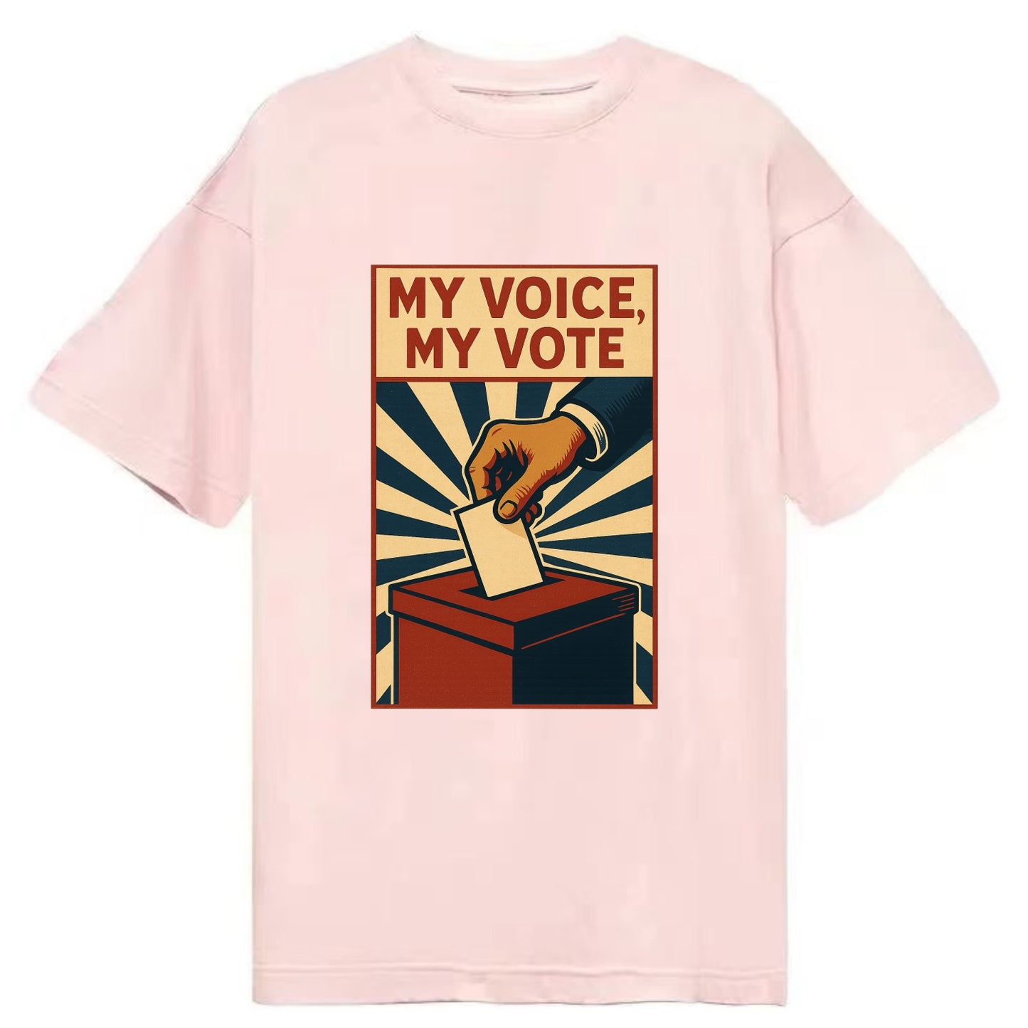 Hand dropping ballot into box with determination - "My Voice, My Vote" - - Classic T-shirt - Pink