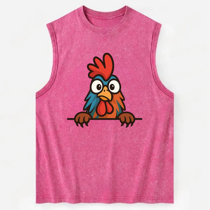 Rooster  - Vintage Washed Tank - Pink
