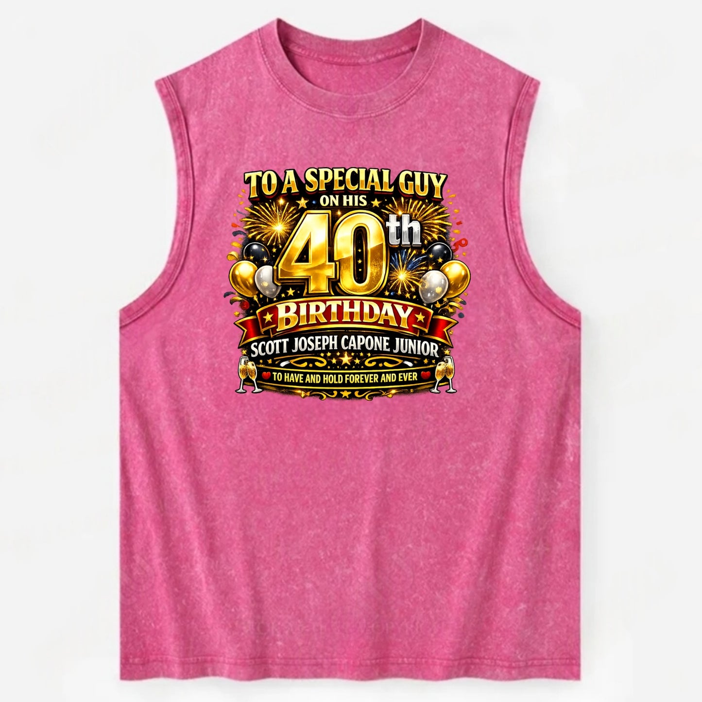 Special 40th Birthday - Vintage Washed Tank - Pink