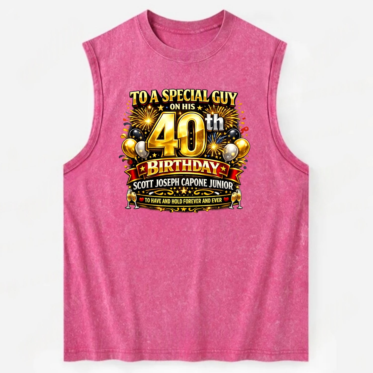 Special 40th Birthday - Vintage Washed Tank - Pink