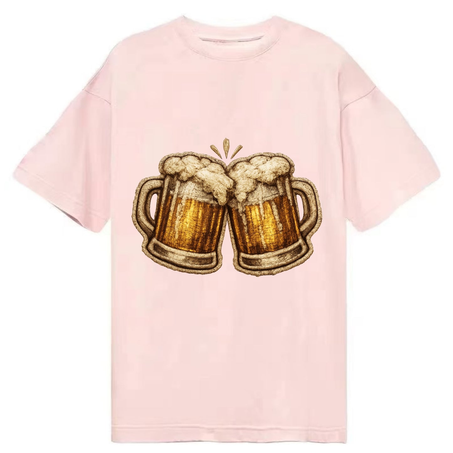 BEER MUG CHEERS - frosty beer stein in gold and amber , brewery - Classic T-shirt - Pink