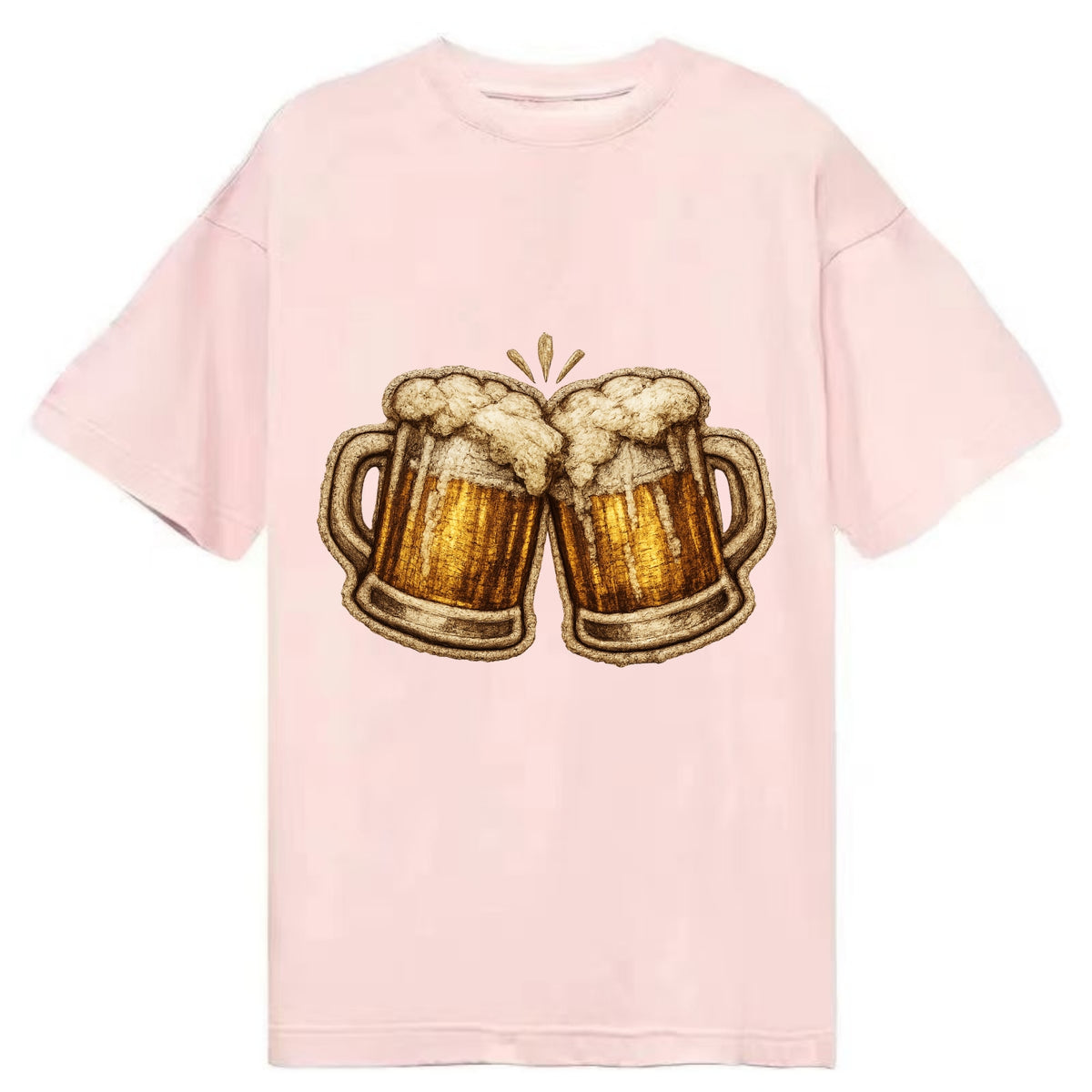 BEER MUG CHEERS - frosty beer stein in gold and amber , brewery - Classic T-shirt - Pink