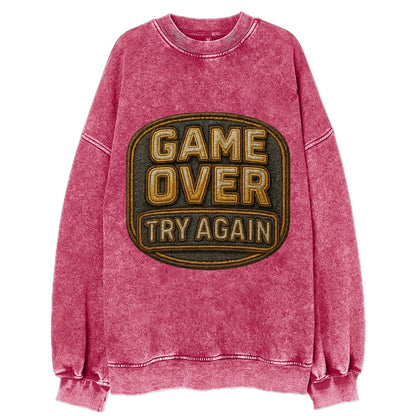 Game Over Try Again  - Vintage Sweatshirt - Pink