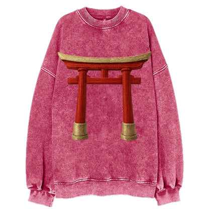 Japanese Torii Gate  - Vintage Sweatshirt - Pink
