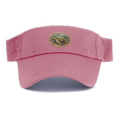 SEA TURTLE - swimming turtle in green and blue , ocean life - Visor - Pink