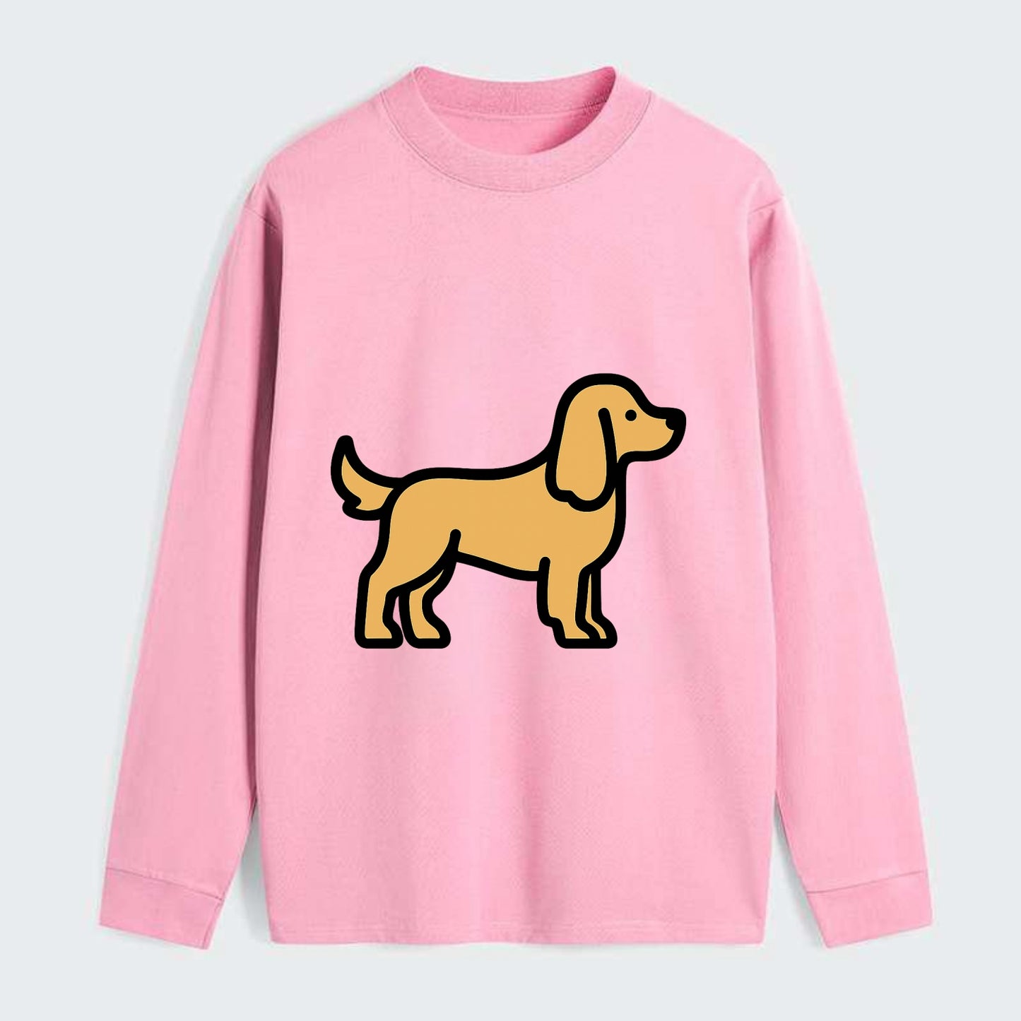 Cocker Spaniel - Golden colored flat side profile - Classic Long Sleeve Shirt - Pink
