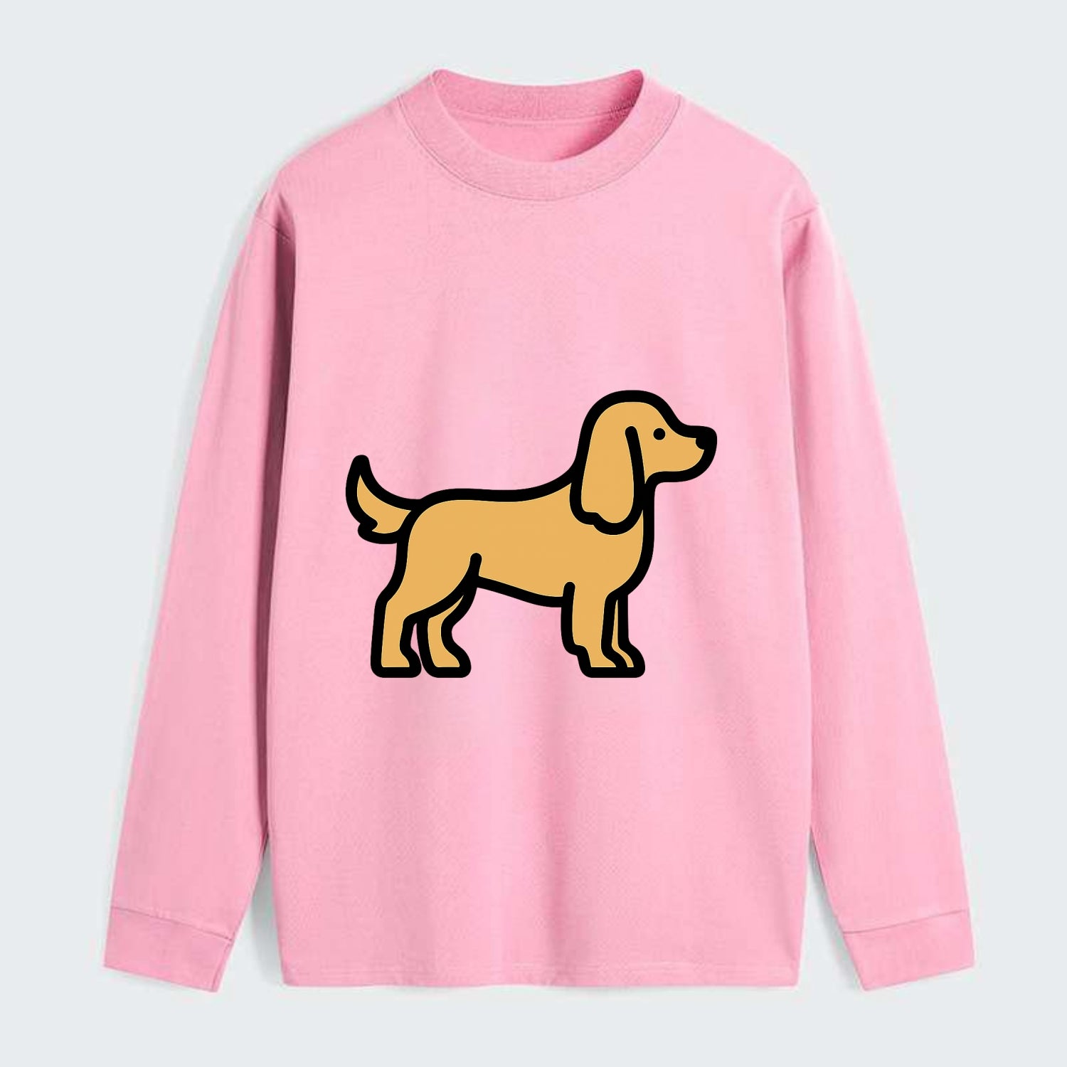 Cocker Spaniel - Golden colored flat side profile - Classic Long Sleeve Shirt - Pink