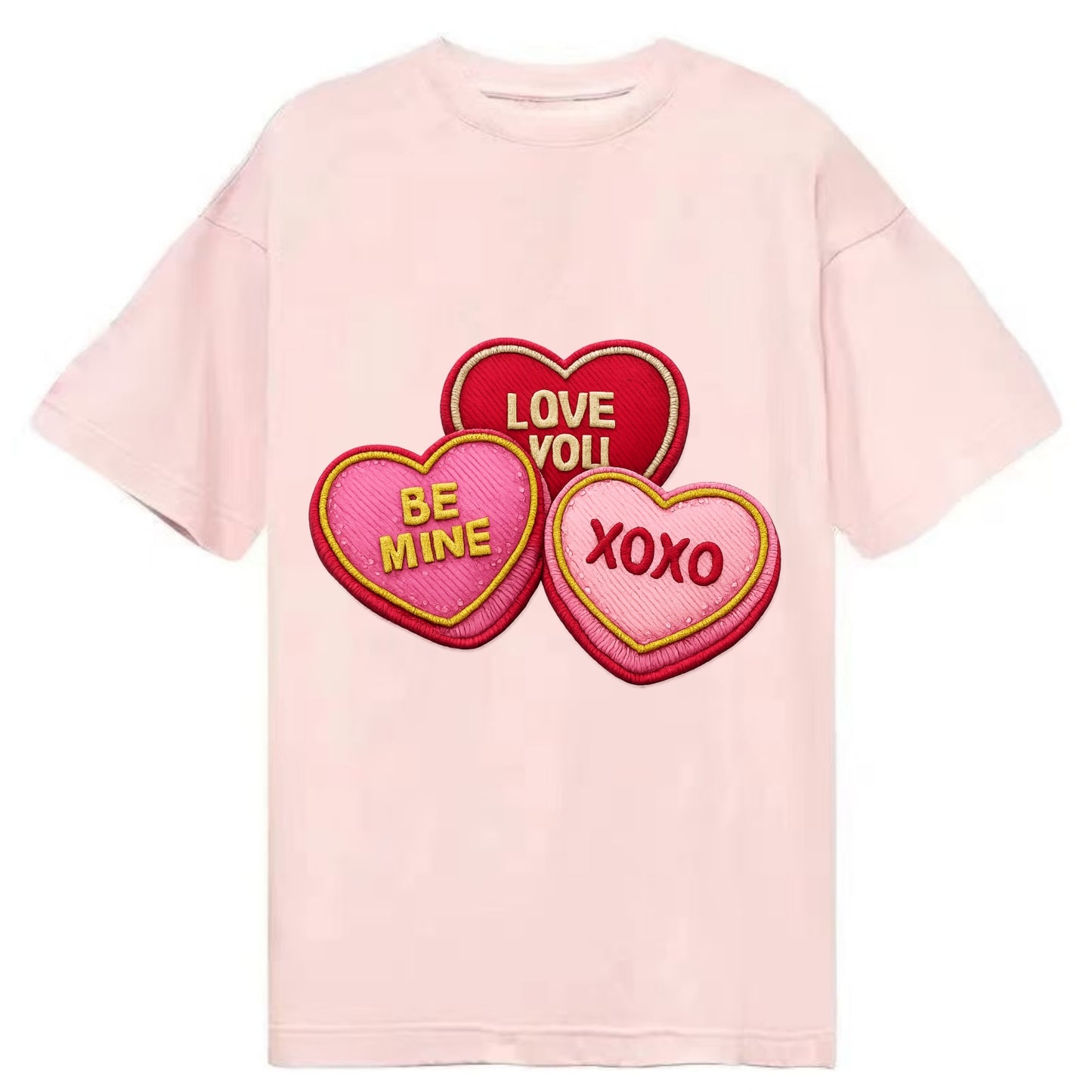 VALENTINES HEARTS - candy hearts in pink and red , love day - Classic T-shirt - Pink