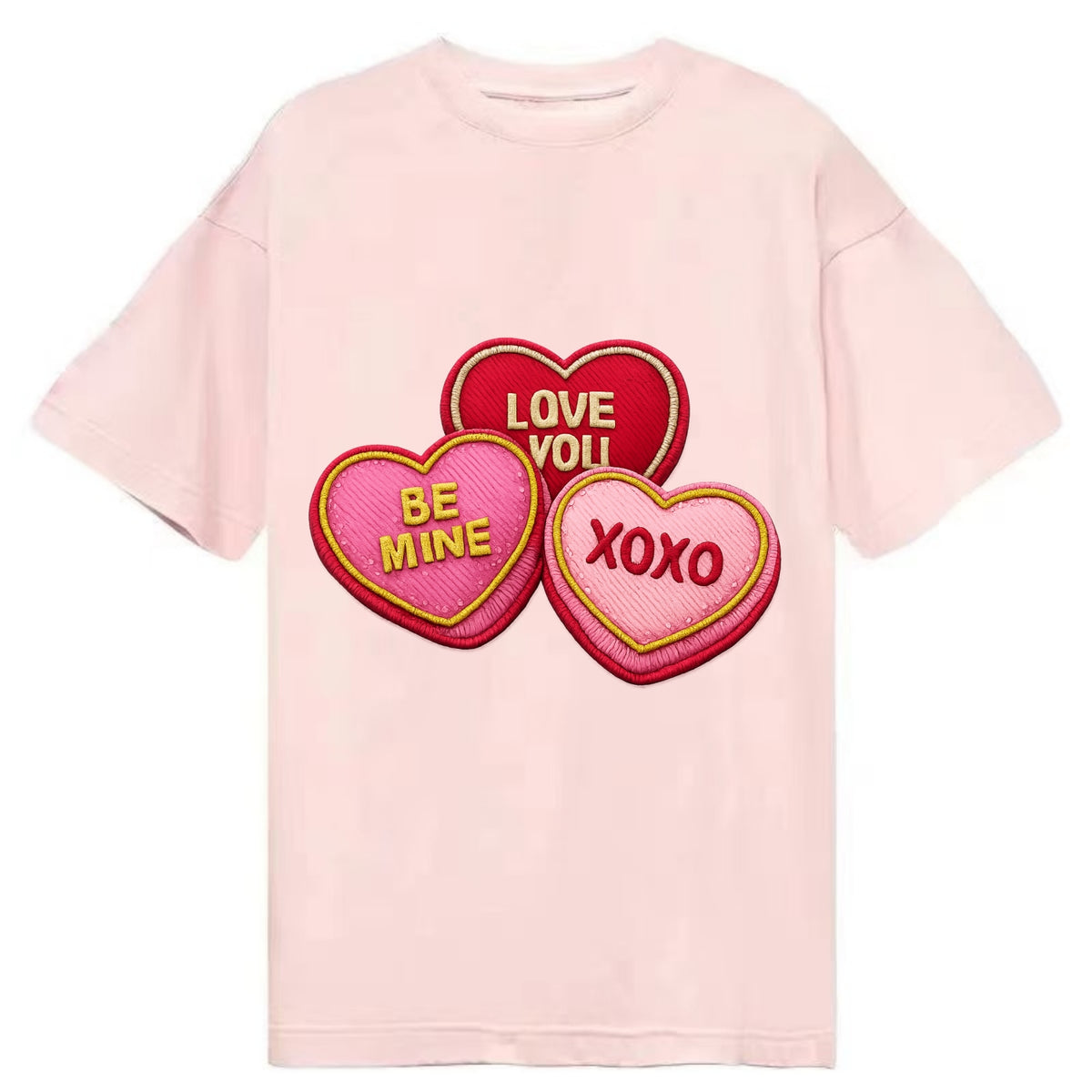 VALENTINES HEARTS - candy hearts in pink and red , love day - Classic T-shirt - Pink
