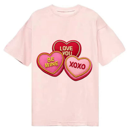 VALENTINES HEARTS - candy hearts in pink and red , love day - Classic T-shirt - Pink
