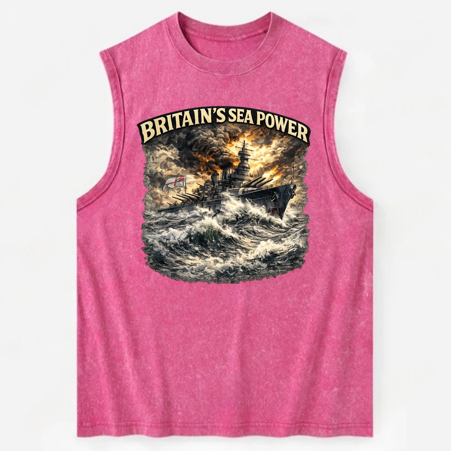 Britain's Sea Power - Vintage Washed Tank - Pink