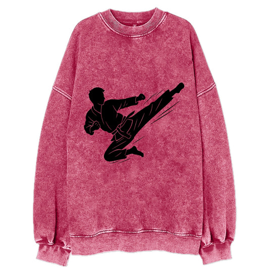 Korean taekwondo flying kick - Vintage Sweatshirt - Pink
