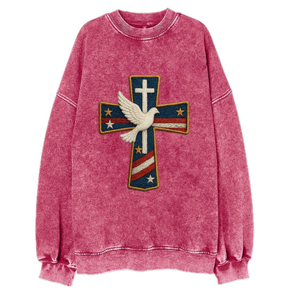 Dove and Cross  - Vintage Sweatshirt - Pink