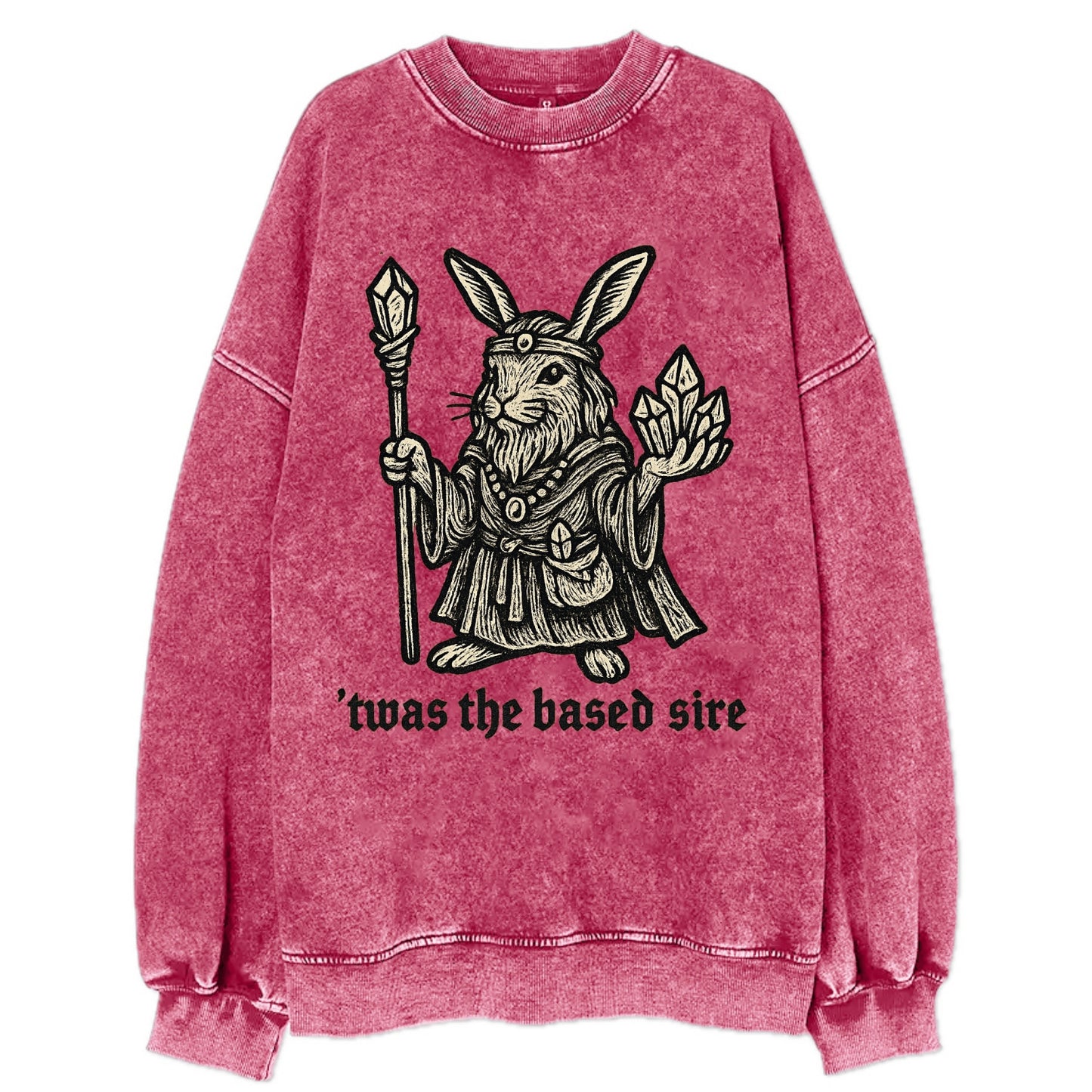 Crystals Healing Hippie Rabbit  - Vintag Vintage Sweatshirt - Pink