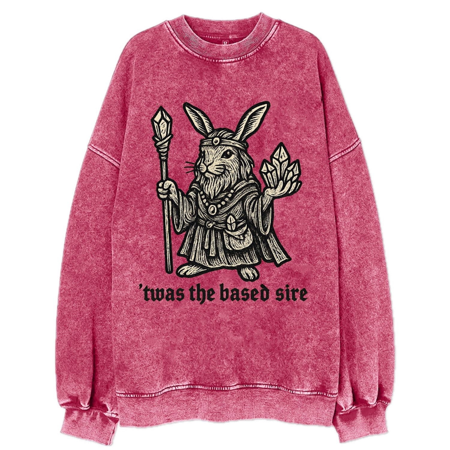 Crystals Healing Hippie Rabbit  - Vintag Vintage Sweatshirt - Pink