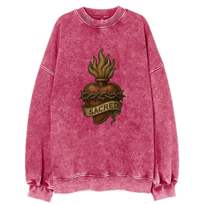 Sacred Heart  - Vintage Sweatshirt - Pink
