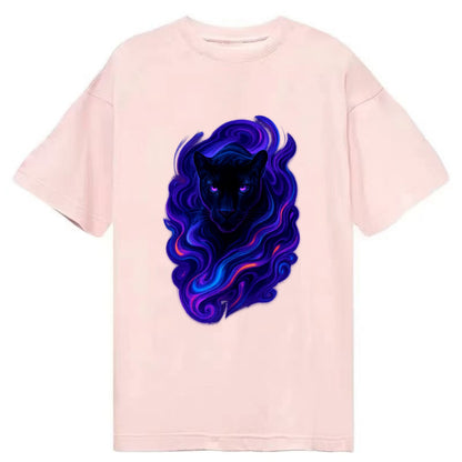 Sleek black panther emerging from swirls of deep purple and electric blue, - Classic T-shirt - Pink