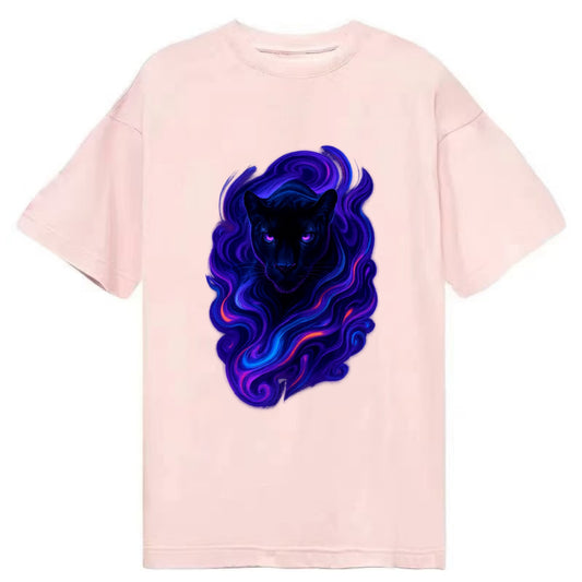 Sleek black panther emerging from swirls of deep purple and electric blue, - Classic T-shirt - Pink